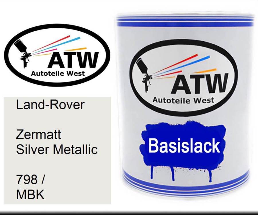 Land-Rover, Zermatt Silver Metallic, 798 / MBK: 1L Lackdose, von ATW Autoteile West.